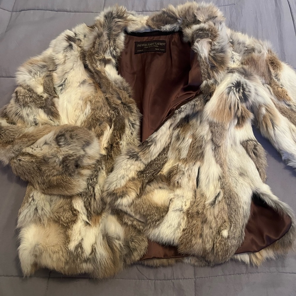 Women's Fur Jacket in Brown and Cream